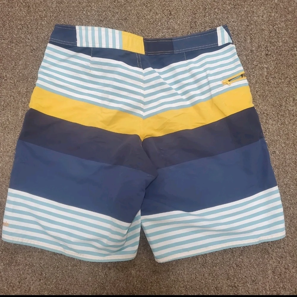 Patagonia Wavefarer Board Beach Shorts Mens Size 34 Multi Color Striped Nylon